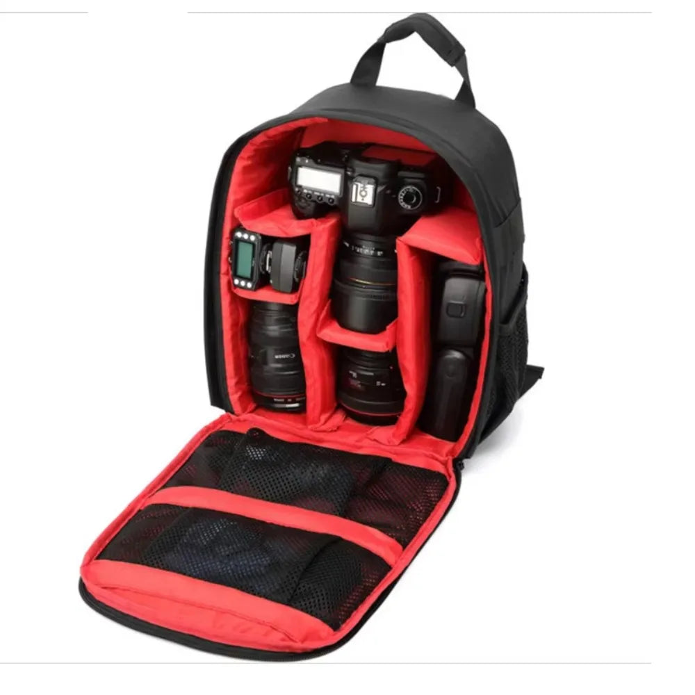 Multi-functional Camera Bag Waterproof Wear Resistant Digital DSLR Camera Padded Dividers Protective Box Camera Lens Pouch Peaceful Pleasures Health and Wellness Red
