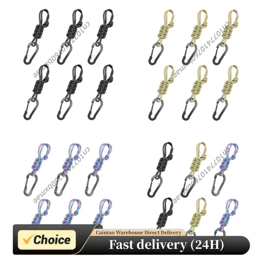 6 Pack Paracord Keychains Adjustable Buckle Braided Lanyard Ring Hook Multifunctional for Camping/Hiking/Fishing/Traveling Peaceful Pleasures Health and Wellness