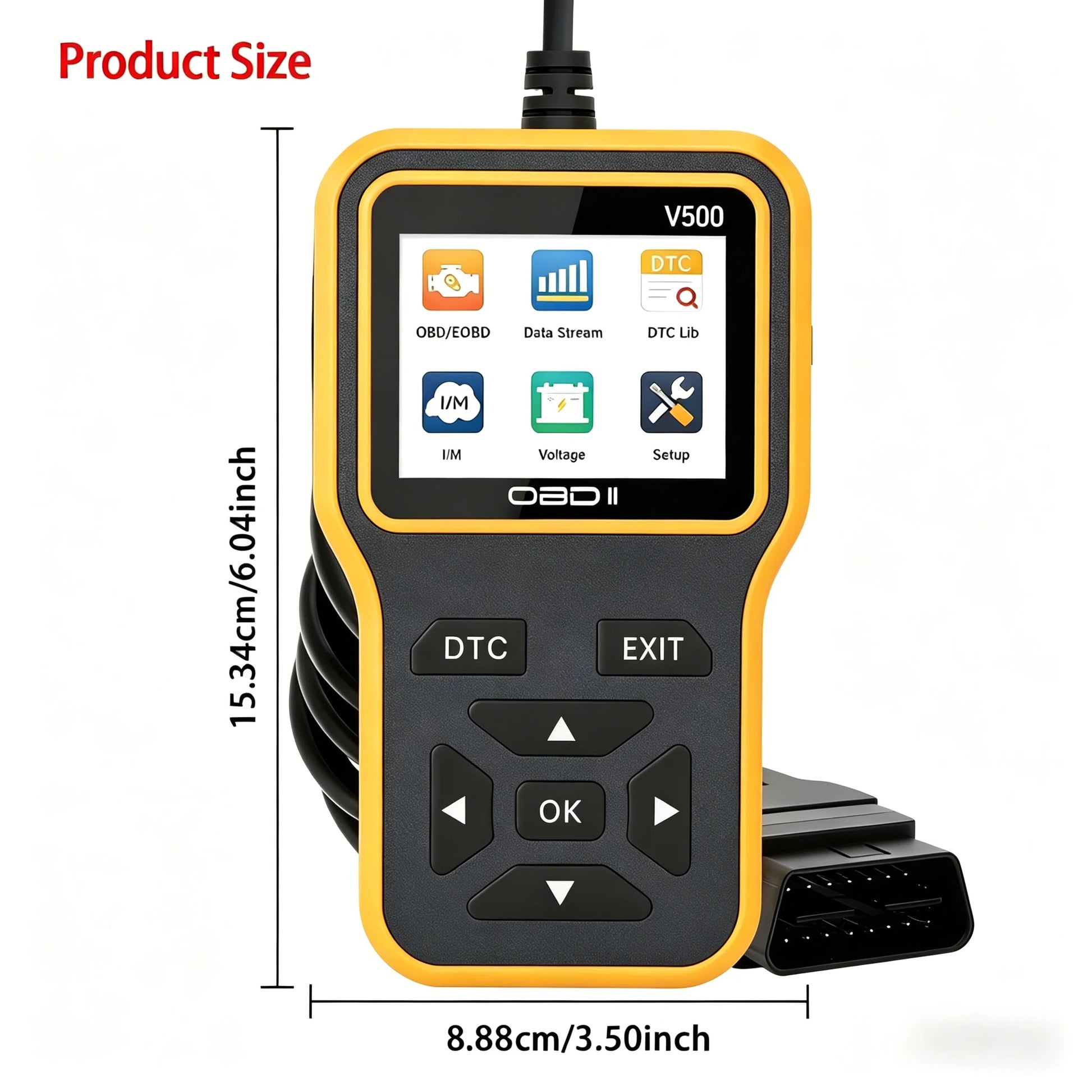 V500 Obdii Scanner Automotive Diagnostic Tool Engine Code Reader Erase Fault Codes Battery Voltage Charging Test for Cars Peaceful Pleasures Health and Wellness