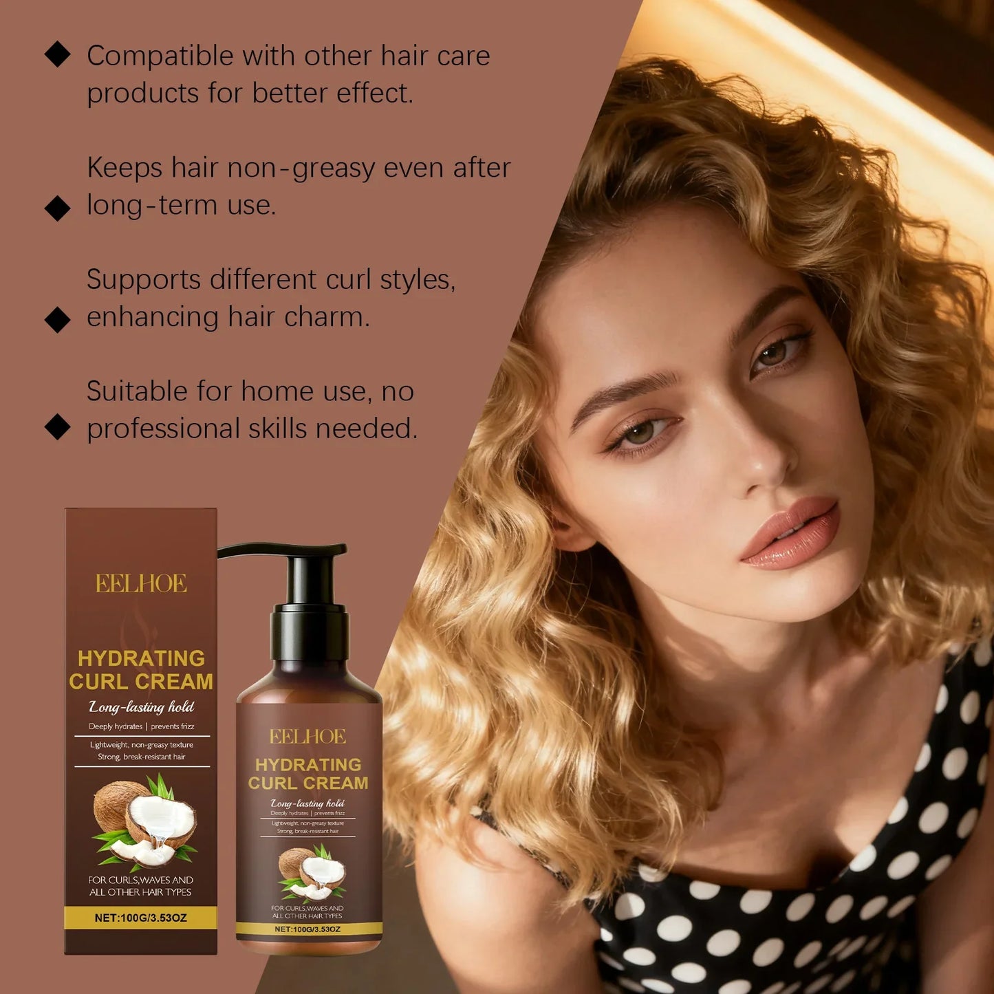EELHOE Curl Styling Cream – Anti-Frizz & Moisturizing 100g
