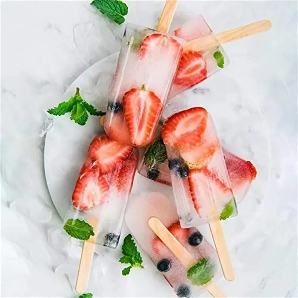 4-Cell Silicone Popsicle Mold | DIY Oval Ice Cream Tray + Sticks