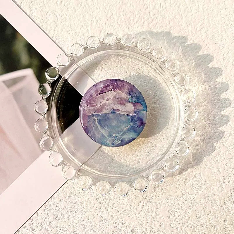 Socket Grip Tok Acrylic Glue Material High Quality Transparent Folding Stand Marble Pattern Phone Holder Foldable phone grip Peaceful Pleasures Health and Wellness P193-11