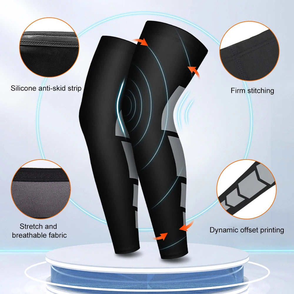 1Pcs Long Compression Leg Sleeves for Women Men,Comfortable & Non-Slip UV Protection Leg Knee Braces Supports for Sports Cycling Peaceful Pleasures Health and Wellness