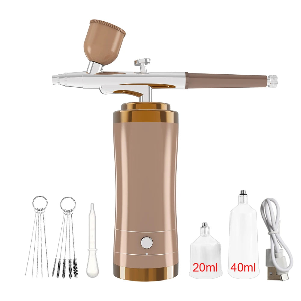Portable Airbrush Nail with Compressor Airbrush Nail Machine for Nails Art Painting Crafts Wireless Air Brush with Compressor Peaceful Pleasures Health and Wellness Gold