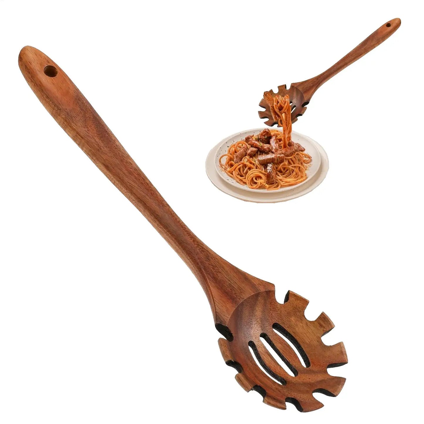 Wooden Pasta Fork & Spaghetti Server Spoon | Kitchen Tool