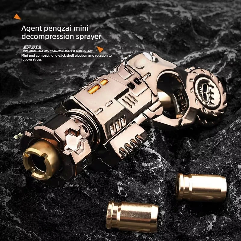 Mini Metal EDC Pistol Fidget Toy Ejecting Roller Spinner Mechanical Slider Ratchet Wheel Ring Stress Relief for Adults Peaceful Pleasures Health and Wellness
