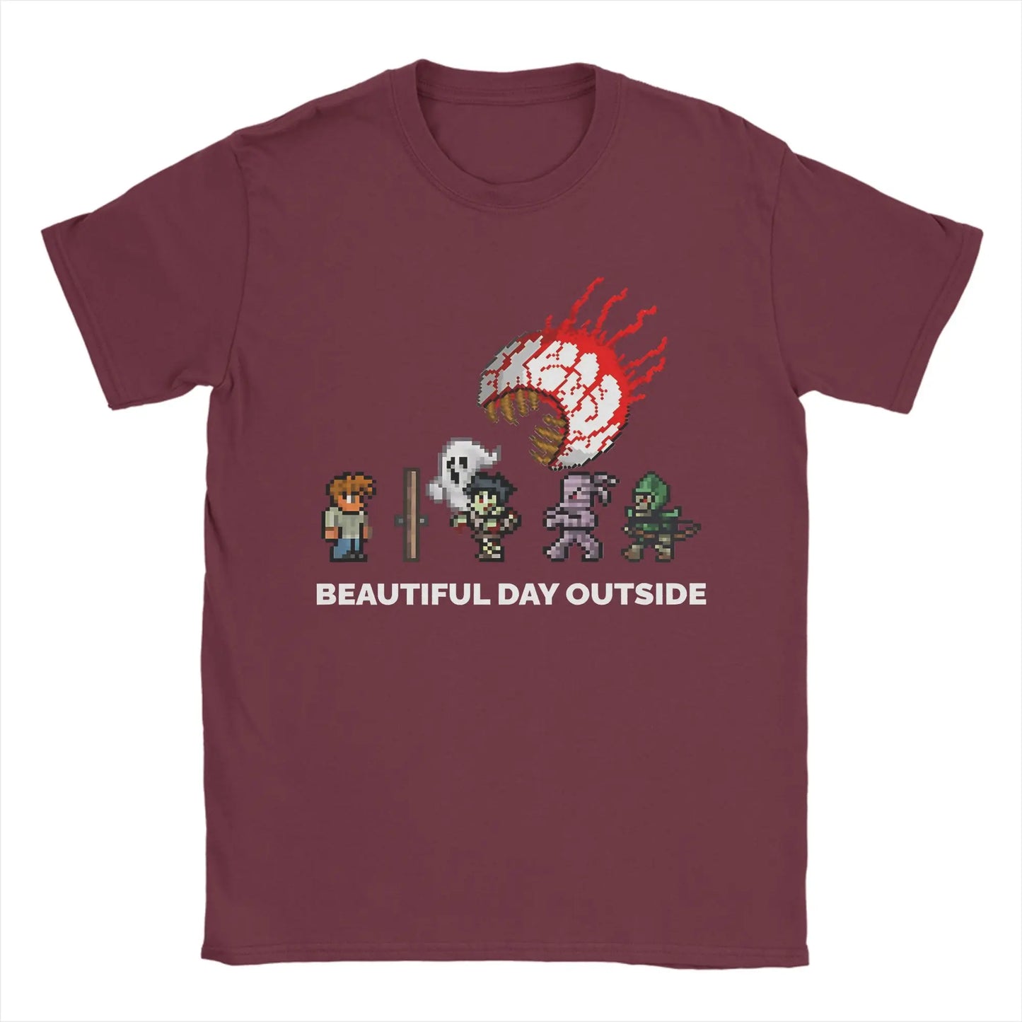Vintage T-Shirt Summer Terraria Game Trendy Cool T-Shirts 100% Cotton Tshirt for Mens Awesome Custom Logo Short Sleeve Tees Peaceful Pleasures Health and Wellness Burgundy 5XL