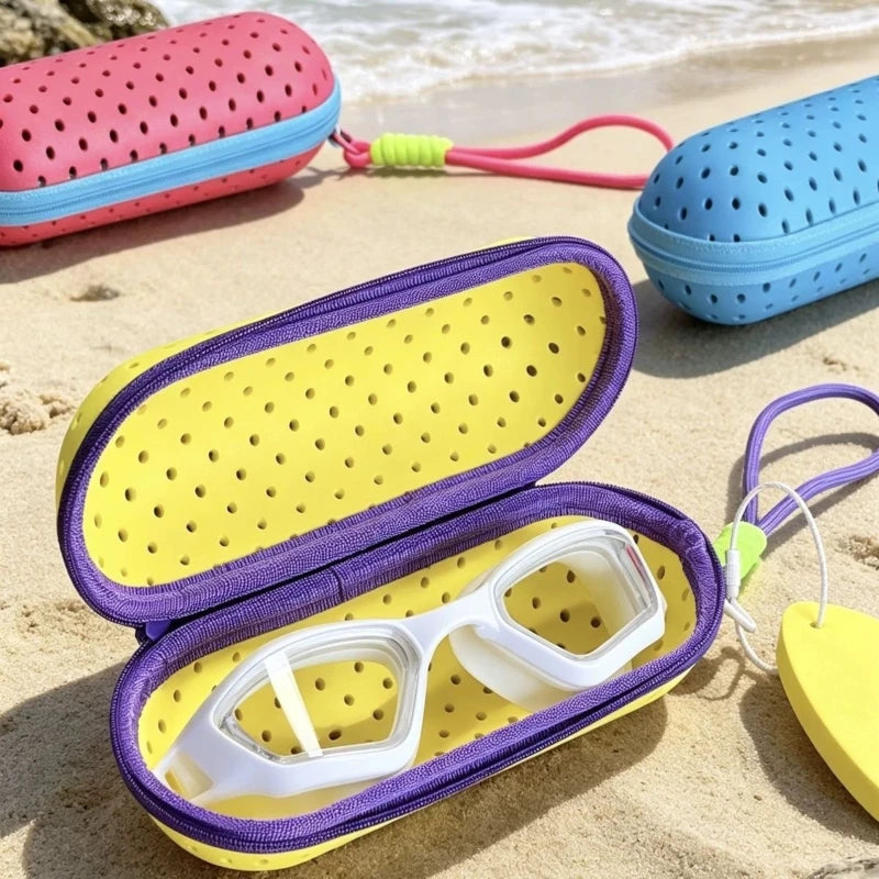 Multcolor Anti-Fog Protective Swim Goggles Case EVA Hollow Eyeglasses Holder with Drain Hole Soft Glasses Storage Box For Swim Peaceful Pleasures Health and Wellness