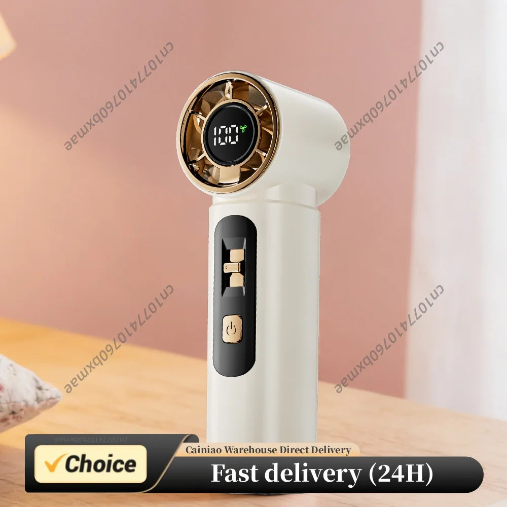 Portable Handheld Turbo Fan Rechargeable Personal Fan 100 Speeds LED Display Cooling Fan Travel Essentials Gifts for Women Men Peaceful Pleasures Health and Wellness