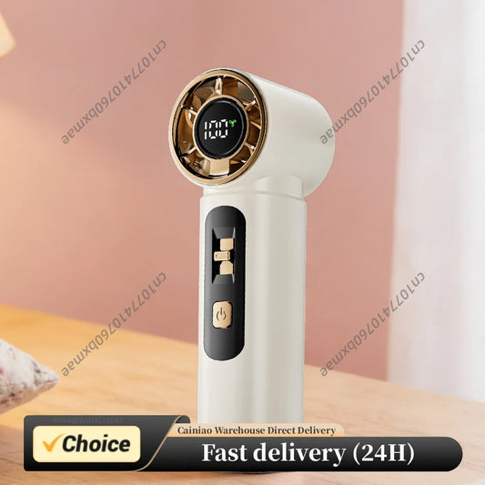Portable Handheld Turbo Fan Rechargeable Personal Fan 100 Speeds LED Display Cooling Fan Travel Essentials Gifts for Women Men Peaceful Pleasures Health and Wellness