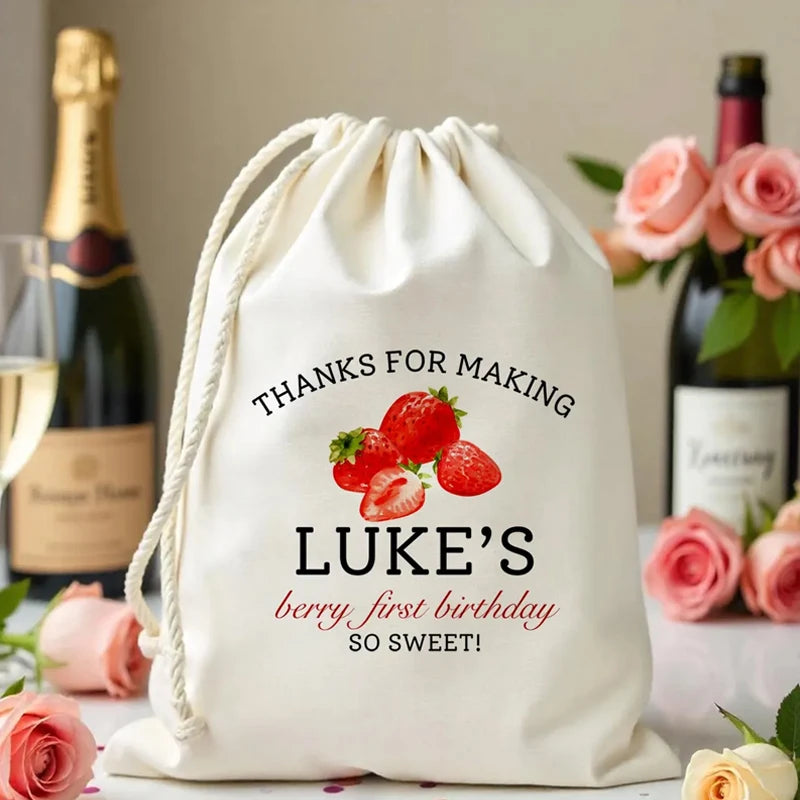 Personalized Strawberry Birthday Gift Bags | 5pcs Party Favors Party Favor Bags Peaceful Pleasures Health and Wellness