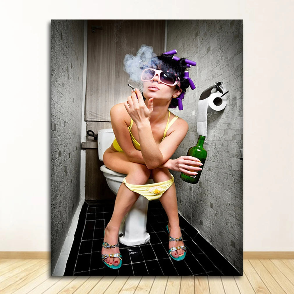 Black & White Woman Canvas Wall Art | Bar & Home Décor Print Canvas Wall Art Peaceful Pleasures Health and Wellness 0237XX14 50x70cm Unframed