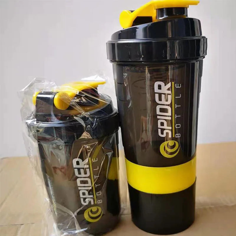 3-Layer Protein Shaker Bottle – Gym Mixing Cup & Water Bottle