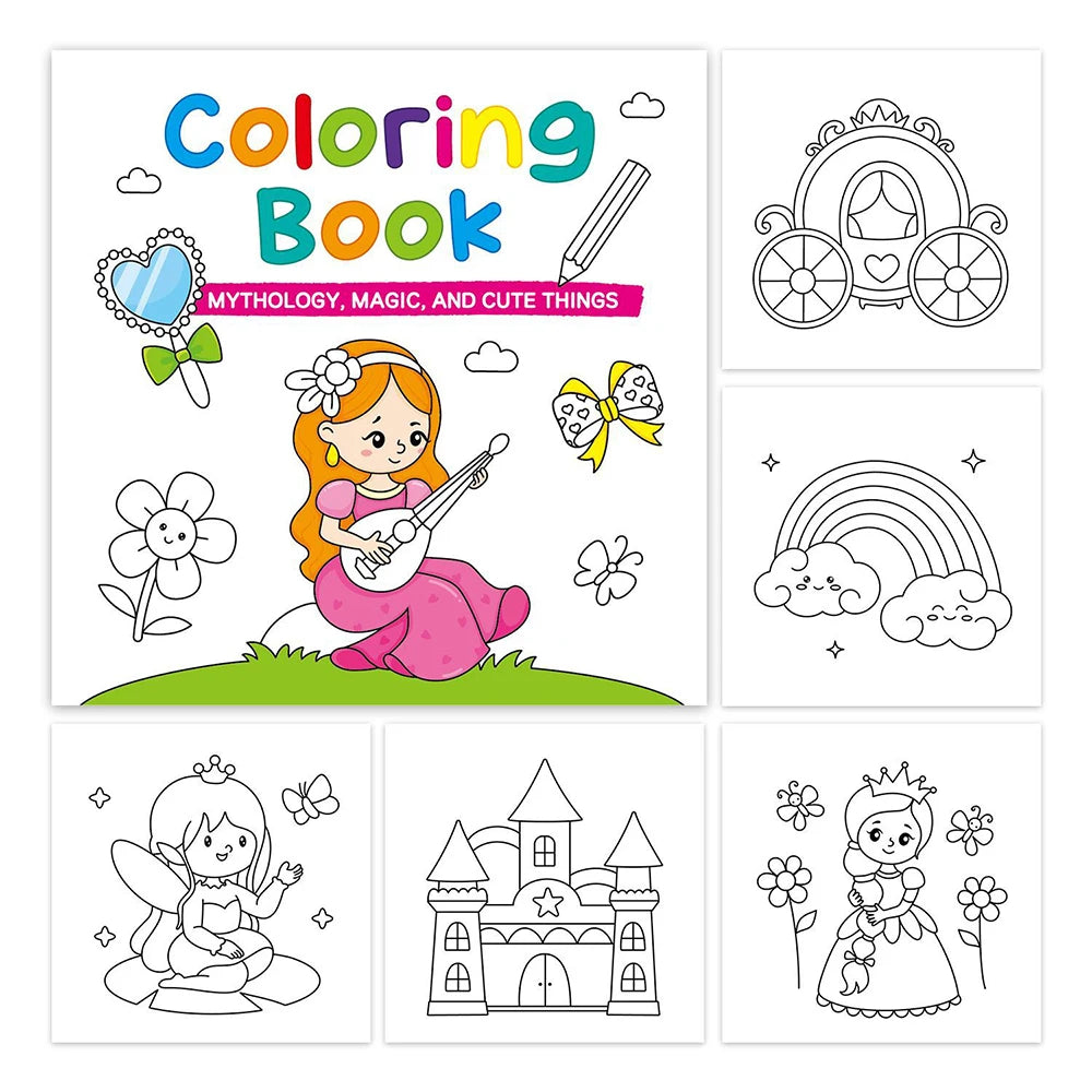 50 Sheets Mini Coloring Book Cartoon Convenient Graffiti
