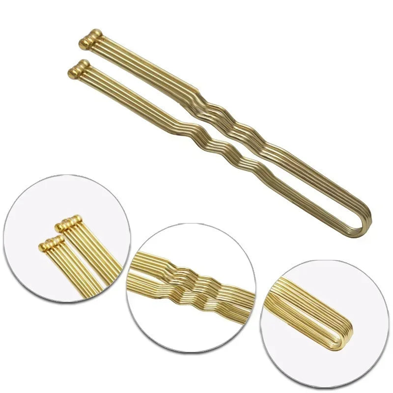 5bags U Shaped Alloy Hairpins, 7cm, Waved Hair Clips, Bridal Hairstyle Tools Accessories, 50Pcs /Bag, Simple Metal Bobby Pins Peaceful Pleasures Health and Wellness