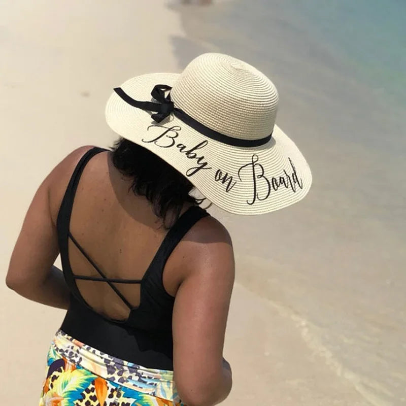Baby on Board Straw Floppy Hat | Pregnancy Announcement Gift