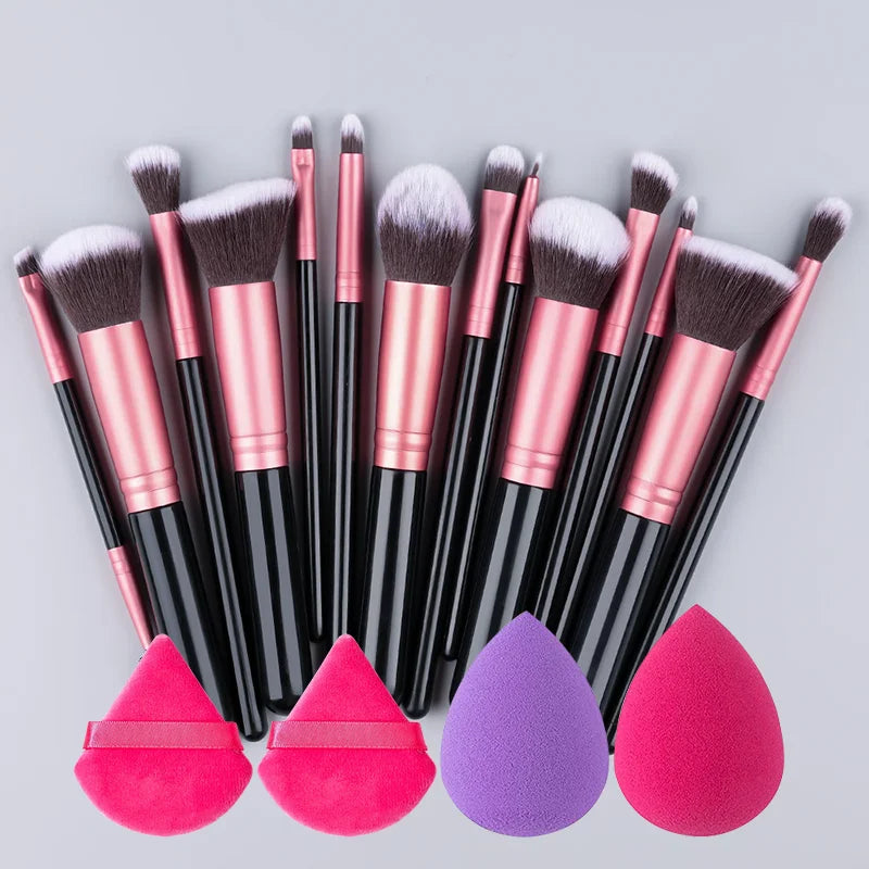 RUNTOIN 14-16 Pc Professional Makeup Brush Set | Face & Eye