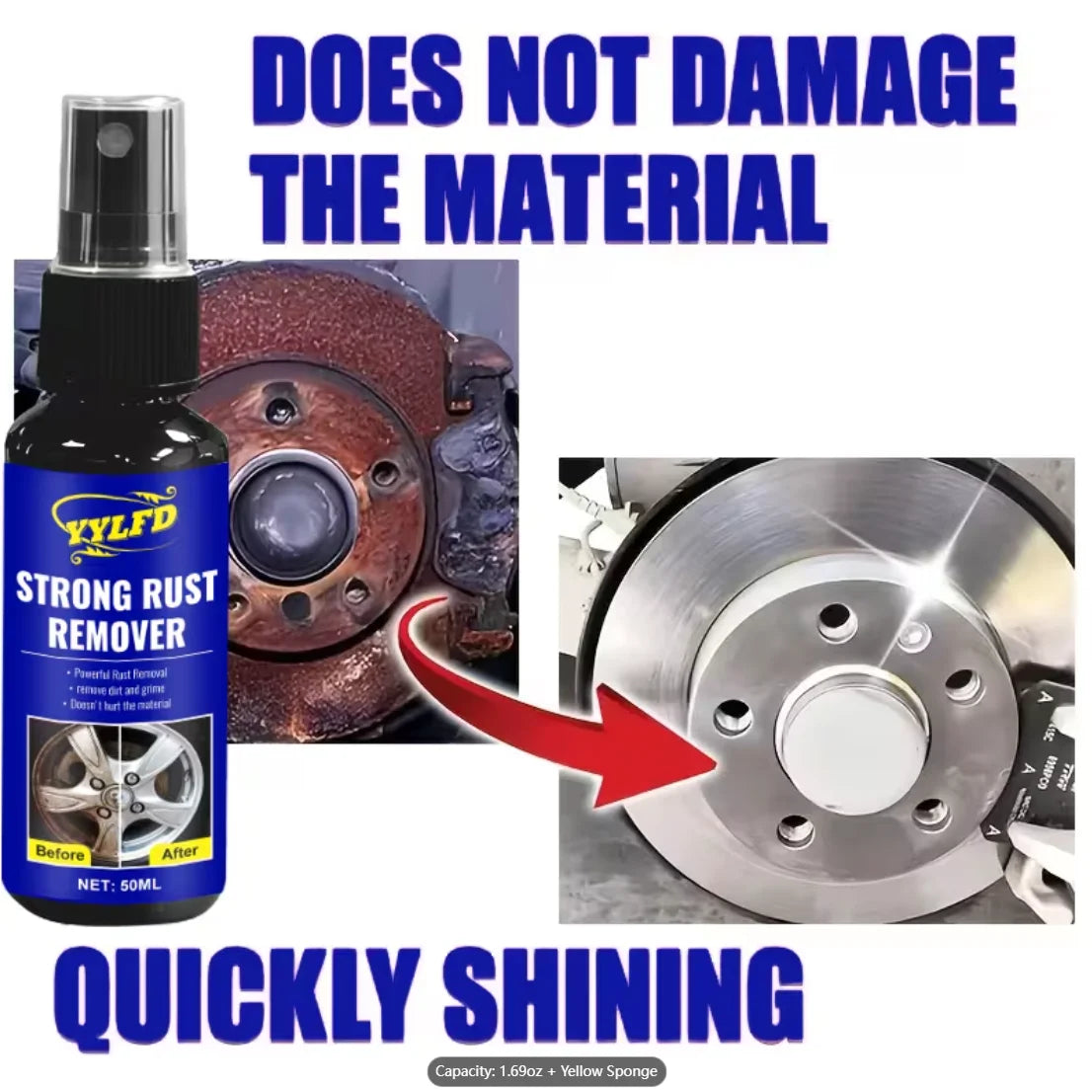 Car Brake Disc Rust Remover Spray | Powdered Formula Metal Safe
