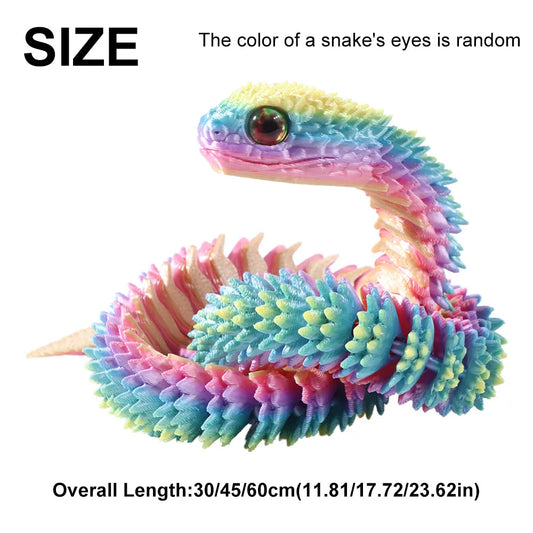 Realistic 3D Printed Snake Figurine 30/45/60cm | PLA Ornament 3D Printed Figurine Oasis Select Dazzling Colour-60CM