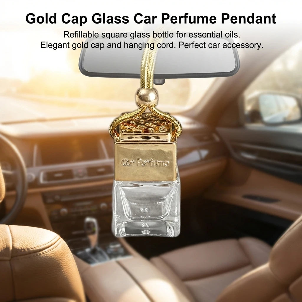 Square Glass Car Perfume Bottle 10ml Water Cube Design Essential Oil Container with Hanging Rope Peaceful Pleasures Health and Wellness