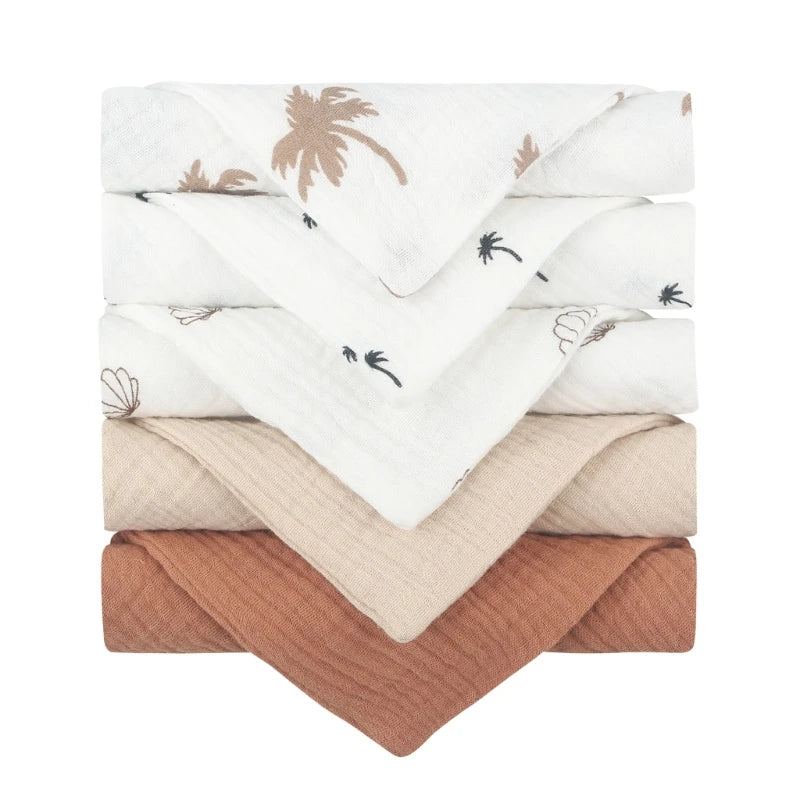 5-Pack Baby Cotton Gauze Washcloths – Soft Burp & Bath Towel
