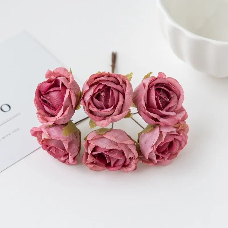 Silk Tea Rose Artificial Flower Bouquet for Wedding & Home Decor