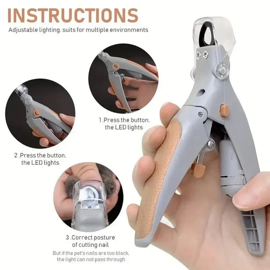 LED Pet Nail Clipper with Magnifying Glass & Light, Professional Dog Cat Grooming Trimmer Kit, Safe Beginner Pet Care Nail Peaceful Pleasures Health and Wellness