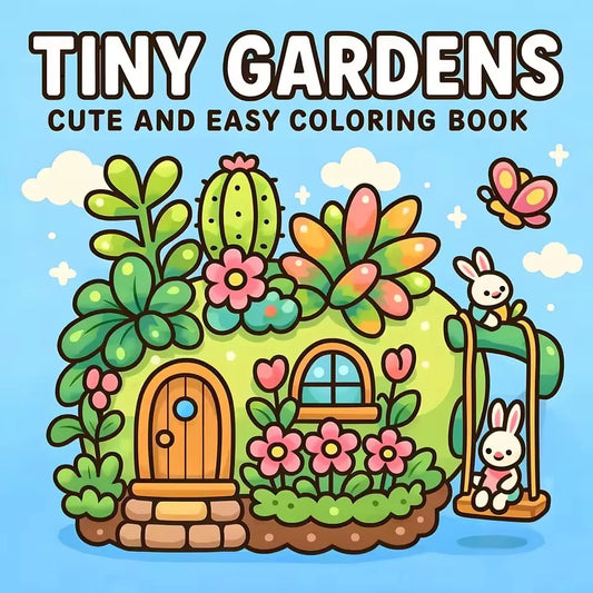 TINY GARDENS Bold-easy Patterns Coloring Book Adults Cute Drawing Peaceful Pleasures Health and Wellness 1
