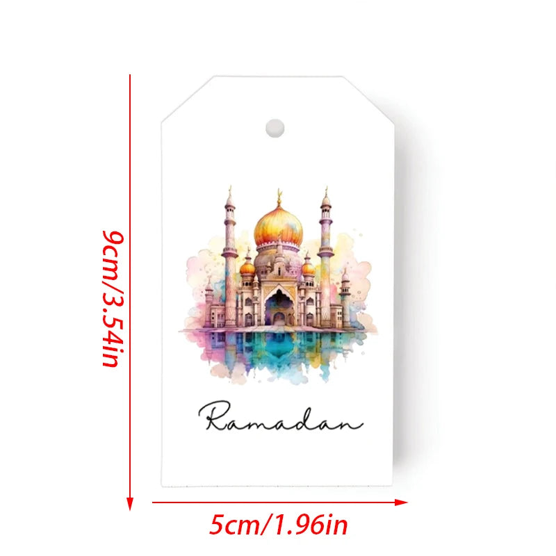 Ramadan Eid Hangtags Moon Mosque Diamond Gift Tags – 10 Pcs Celebration Gift Tags Peaceful Pleasures Health and Wellness D 10pcs 9x5cm