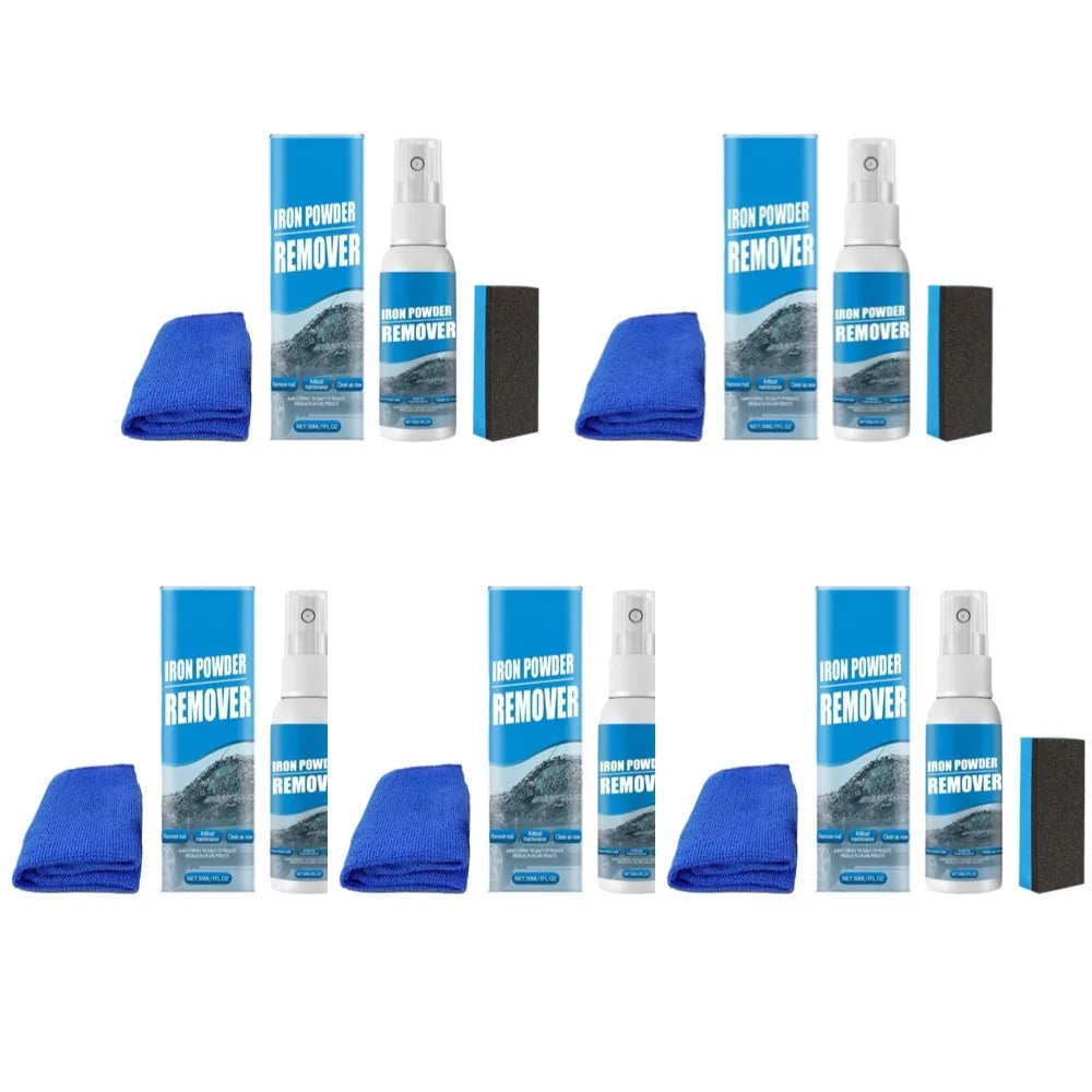 Car Deep Cleaning Supplies Remove Rust Spots Dirt Spray Tools Car Metal Surface Iron Powder Rust Removal Spray Decontamination Peaceful Pleasures Health and Wellness 5pcs 30ml