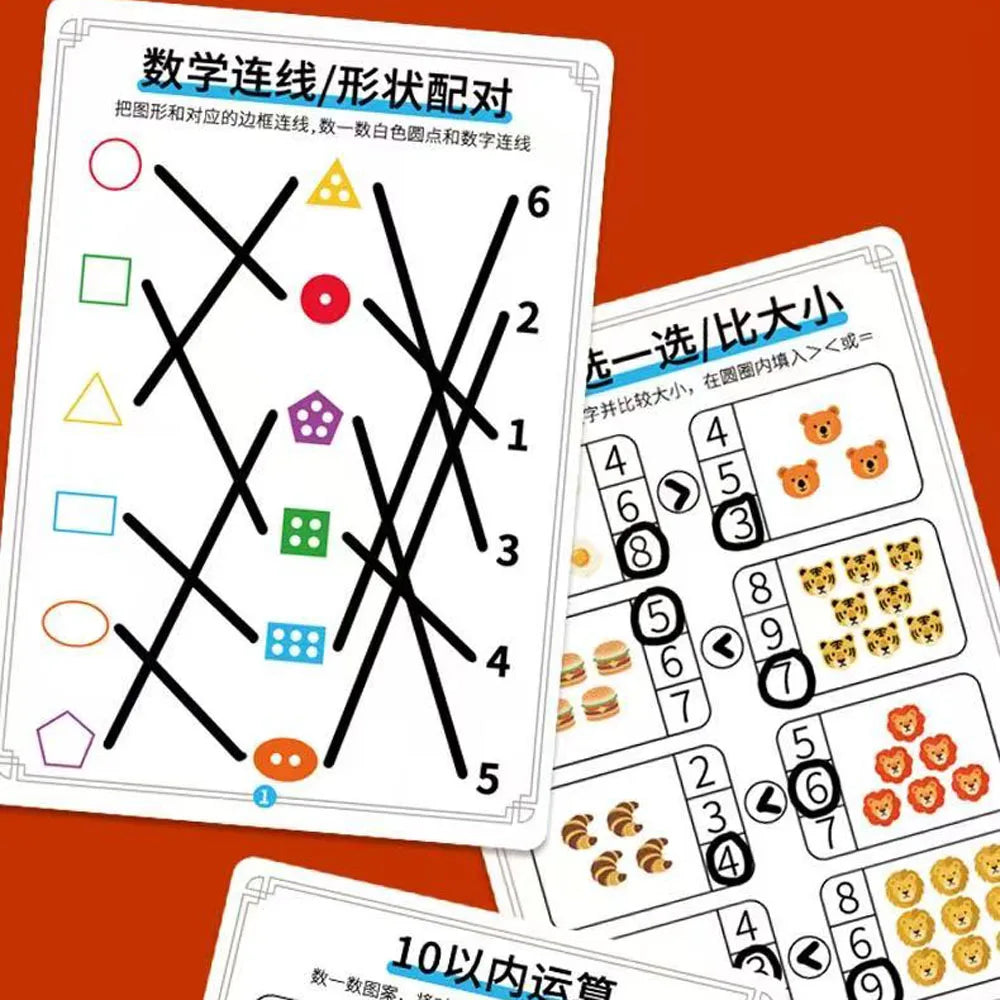 60 Pages Math Counting Flash Cards Workbook Within 10 Addition