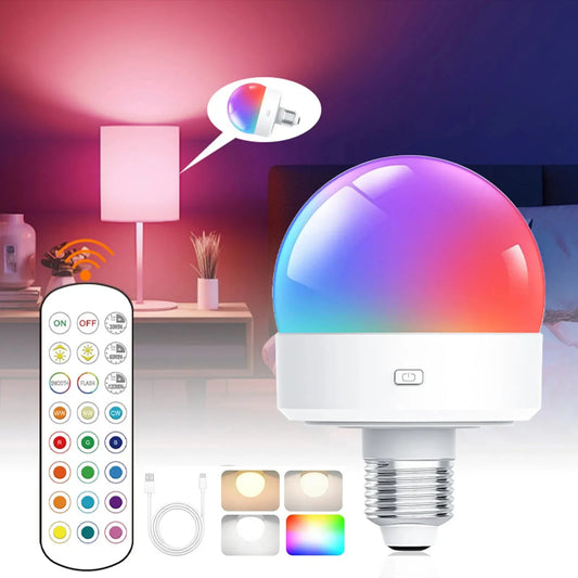 GGbingo 3 Color Temperatures Rechargeable Light Bulbs Remote Control Battery Operated Light Bulb with Timer Dimmable Lamp Peaceful Pleasures Health and Wellness