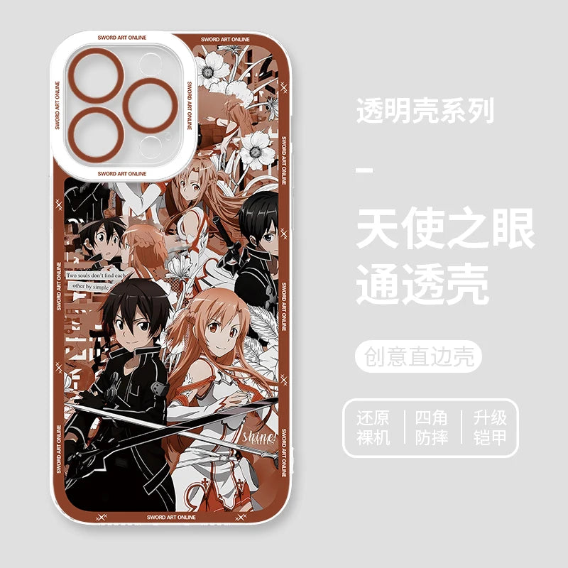 Japanese Anime Sword Art Online Phone Case for Iphone 17 16 15 14 13 12 11 Pro Max Plus Mini Air Asuna Kirito Phone Cover Peaceful Pleasures Health and Wellness