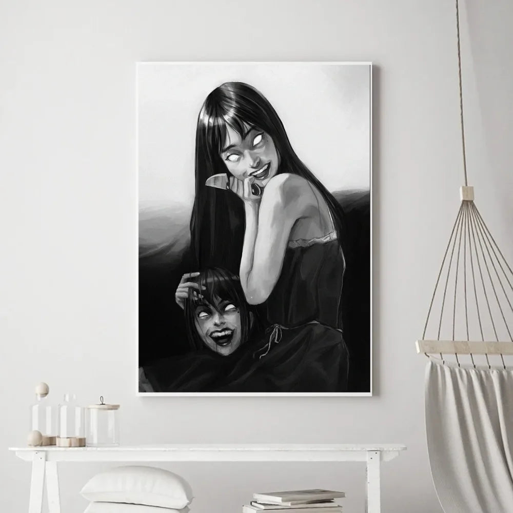 Junji Ito Horror Anime Canvas Poster | Dark Aesthetic Wall Art