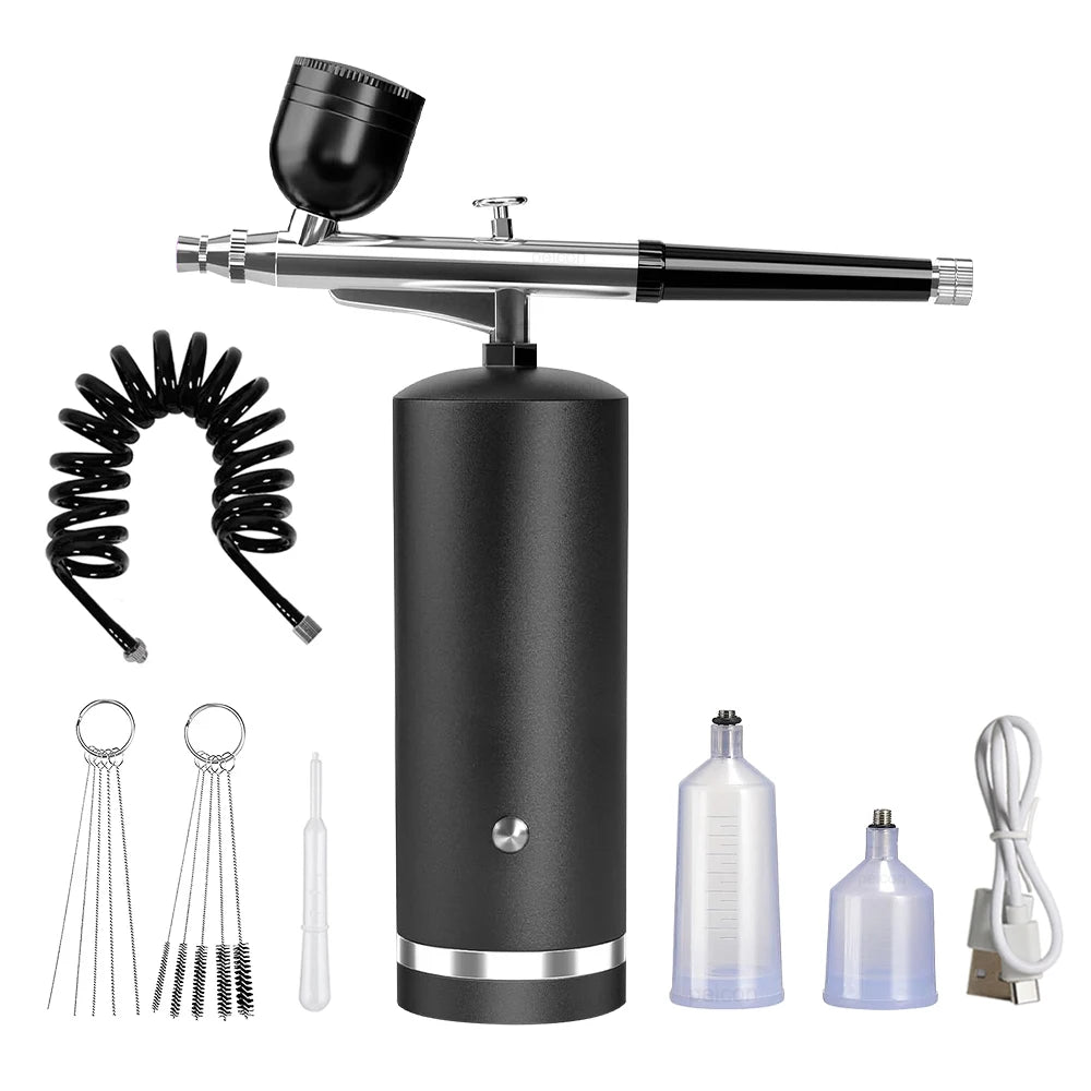 Airbrush with Compressor Airbrush Painting Mini Spray Gun for Painting Electric Paint Gun Airbrush Compressor Paint Spray Gun Peaceful Pleasures Health and Wellness Black