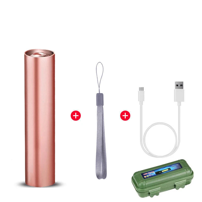 Outdoor Mini High-intensity Flashlight Home Rechargeable Multi-purpose Long-range Ultra-bright Convenient To Carry Peaceful Pleasures Health and Wellness Model 810-pink