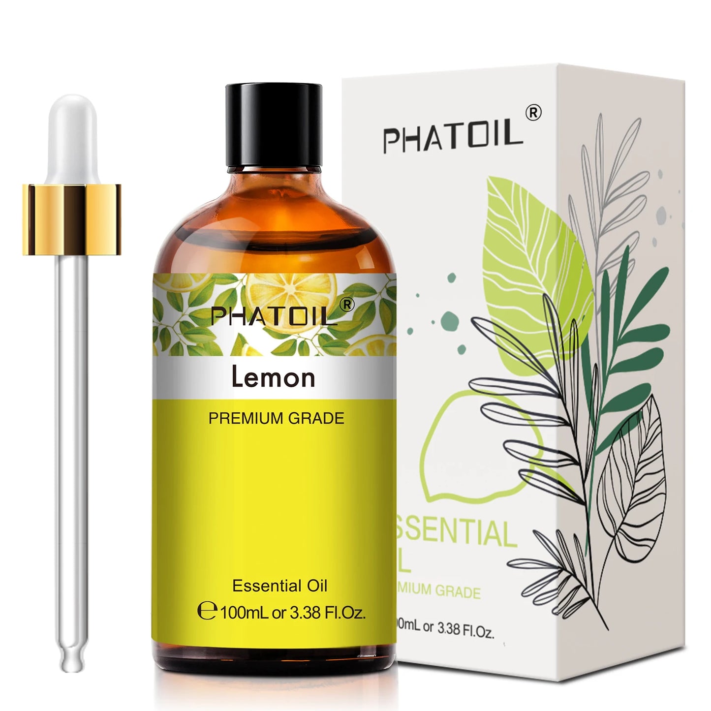 PHATOIL 100ml Pure Essential Oil Lavender Jasmine Vanilla Sandalwood Sweet Orange Lemon Aromatherpay Essential Oils For Diffuser Peaceful Pleasures Health and Wellness Lemon United States 100ml