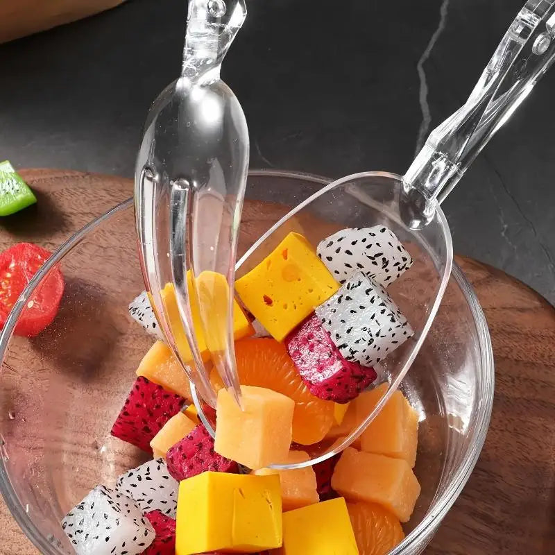 Transparent Plastic Salad Tongs | Food-Safe BBQ Kitchen Tool