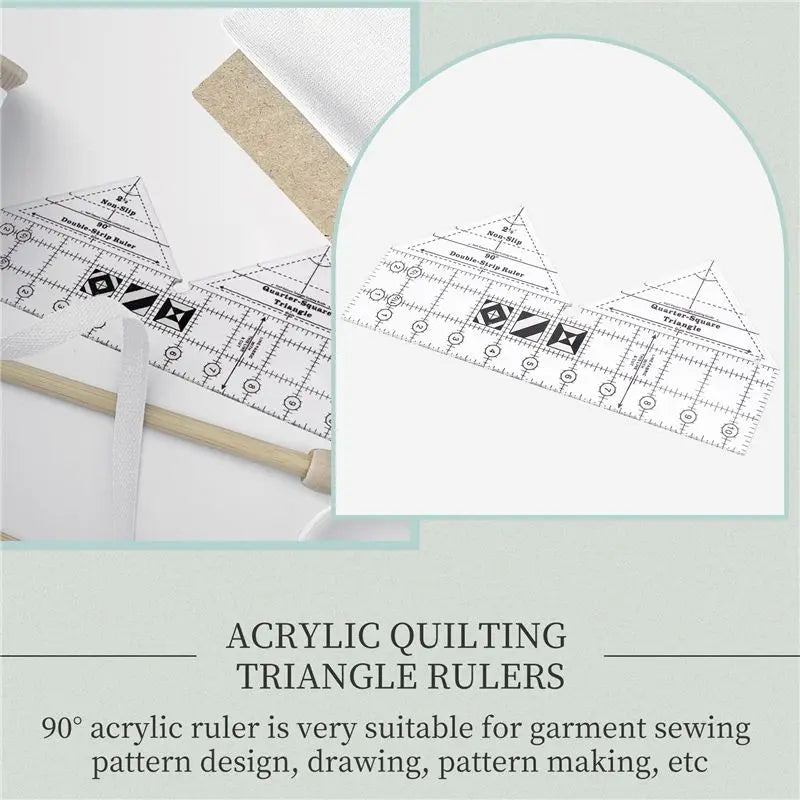 A36T-90 Degree Double Strip Quilt Ruler, 10 Inch Acrylic Quilting Triangle Rulers, Non-Slip Quilting Rulers And Templates Peaceful Pleasures Health and Wellness