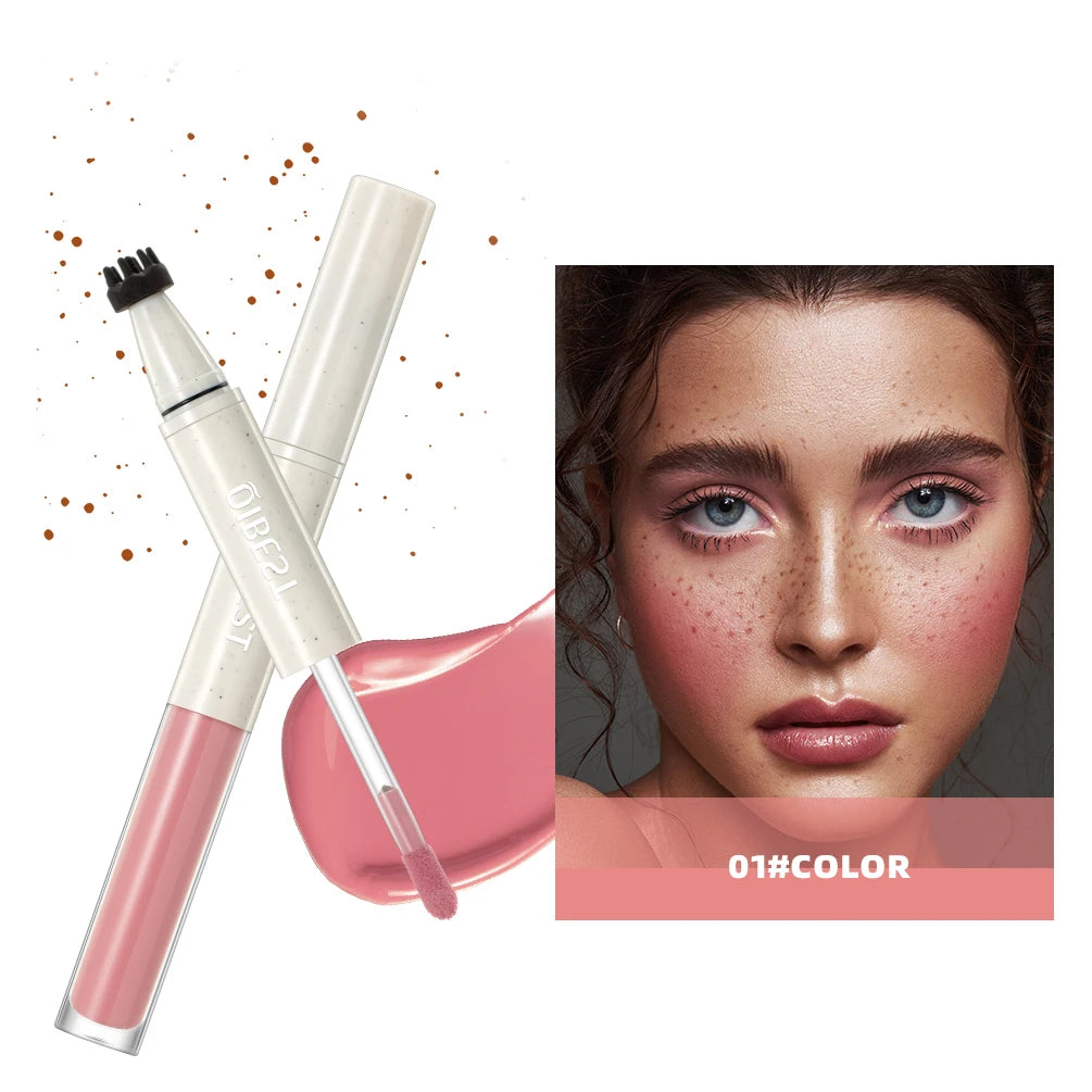 QIBEST Double Headed Natural Simulation Freckles Stamp Pen Liquid Blush Waterproof Lifelike Fake Freckles Pen Dot Spot Cosmetics Peaceful Pleasures Health and Wellness 01