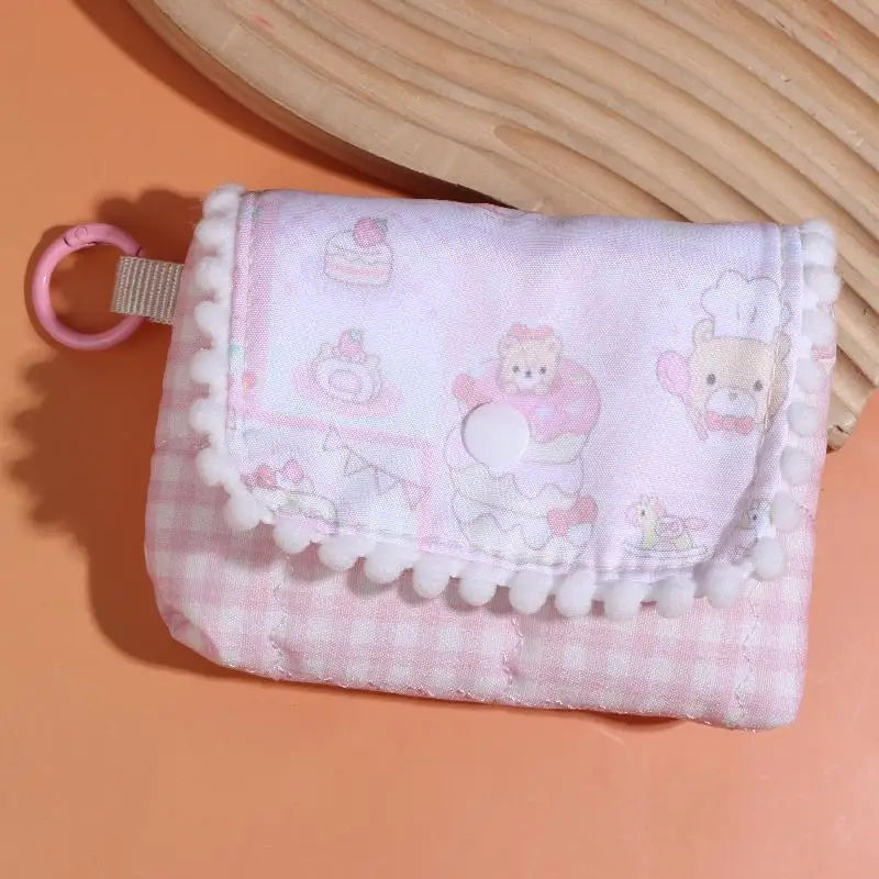 Cute Plaid Canvas Coin Purse – Mini Wallet & Earphone Pouch