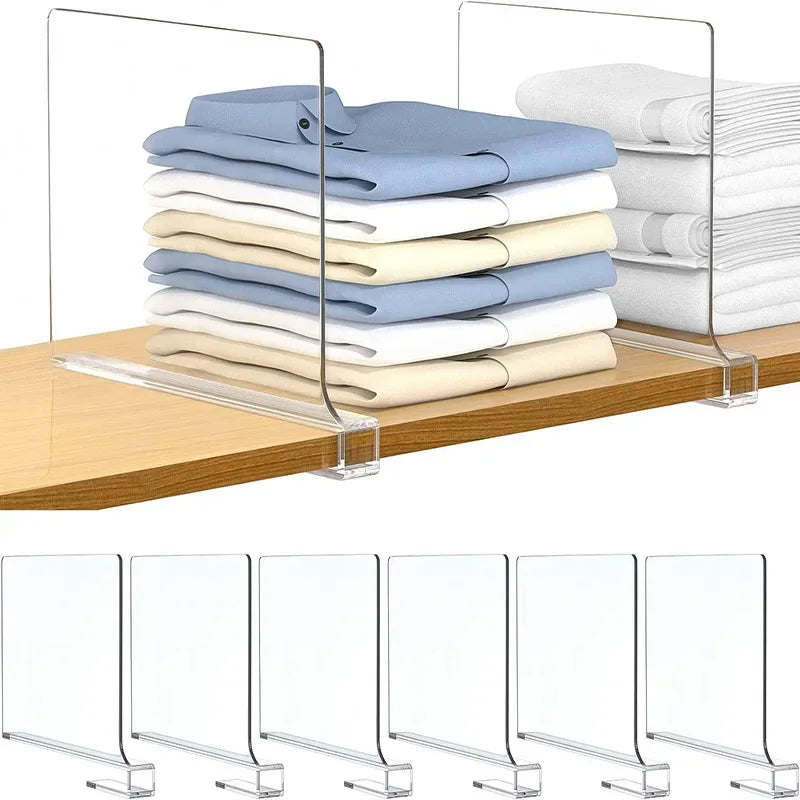 Transparent Closet Shelf Dividers | Wardrobe Organizer 2–8 Pack