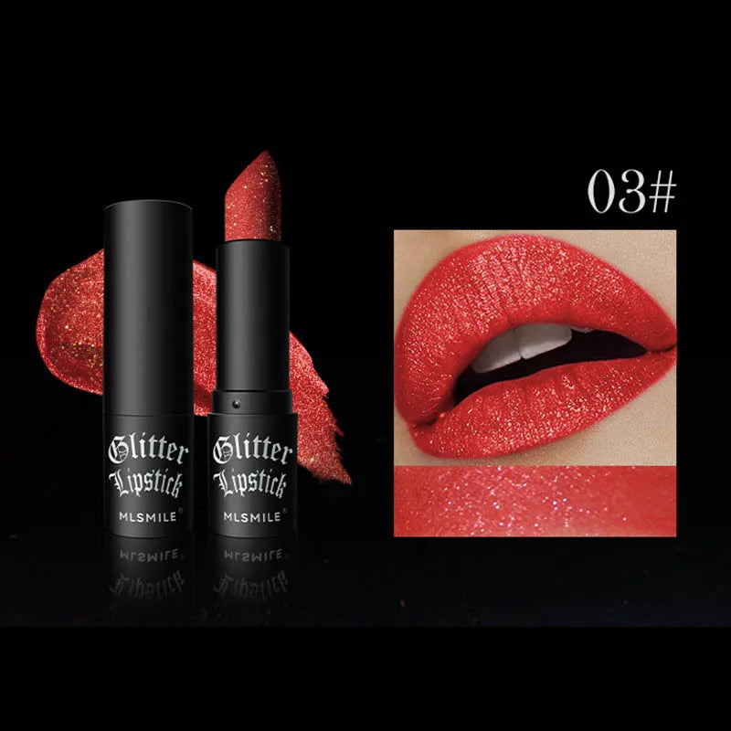 MLSMILE Glitter Lipstick | Waterproof Metallic Pearlescent 6 Colors