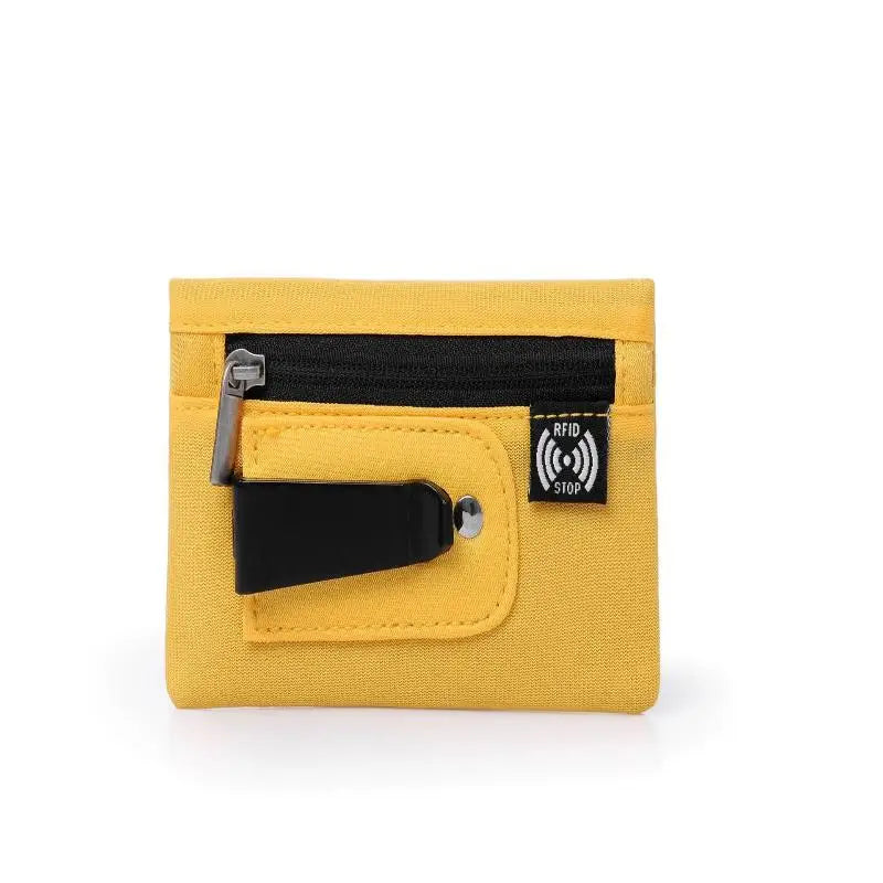 RFID Slim Nylon Wallet with Zipper & Carabiner Clip