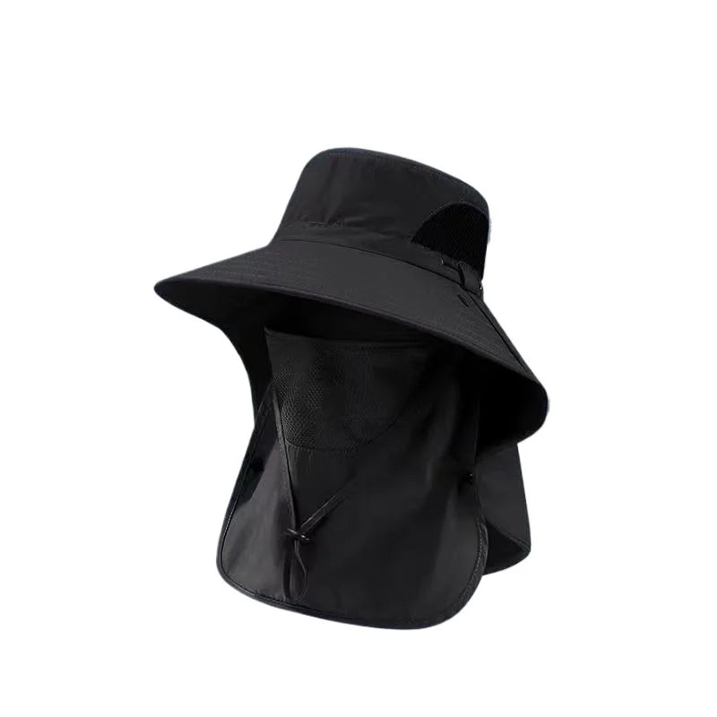 Large-brimmed Sun Protection Hat All-round Outdoor Mountain Climbing and Leisure Face Cover Mosquito Repellent Hat Peaceful Pleasures Health and Wellness black