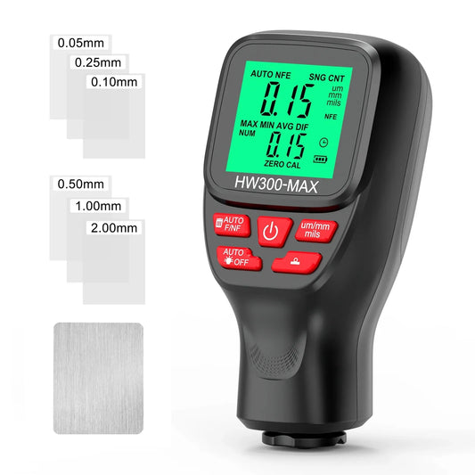 HW300-MAX Digital Coating Thickness Meter Paint Thickness Gauge Large Range Detector for Metal Peaceful Pleasures Health and Wellness Black