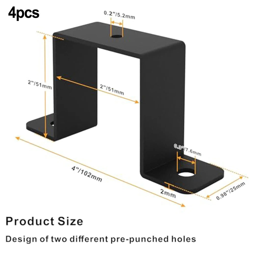 2 Square Pipe Clamp Corrosion-resistant Bracket Pipes Railings U
