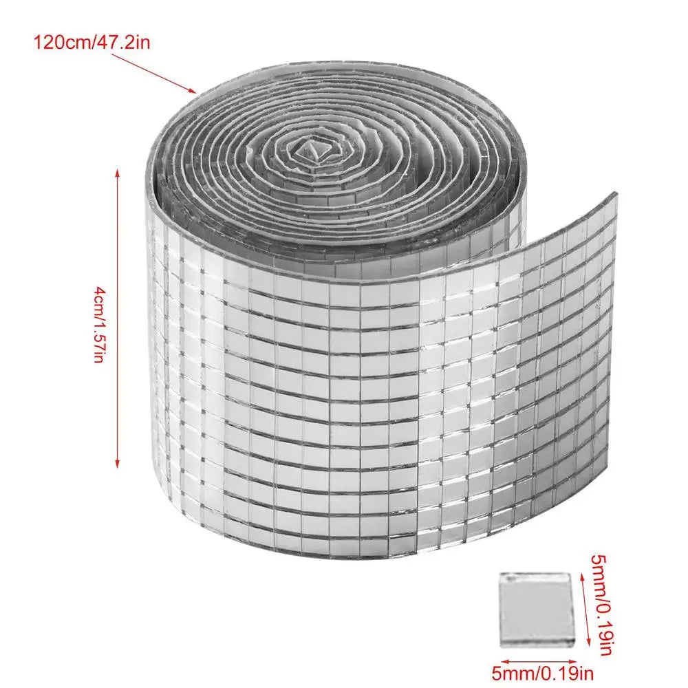 5x5mm Grid Self-Adhesive Square Glass Mosaic Tiles Sliver Mirror Mosaic Sheet For DIY Handade Crafts Wall Sticker 4x120cm Peaceful Pleasures Health and Wellness 4x120cm China Mainland