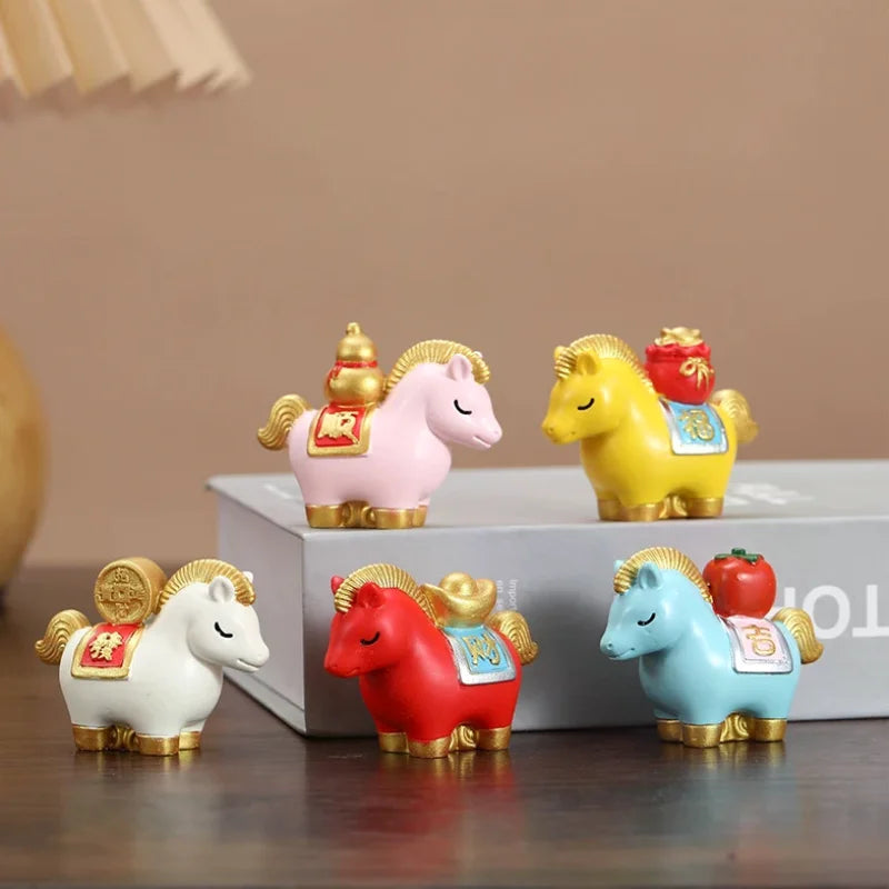Red Resin Horse Figurine | Chinese Zodiac Good Luck Ornament