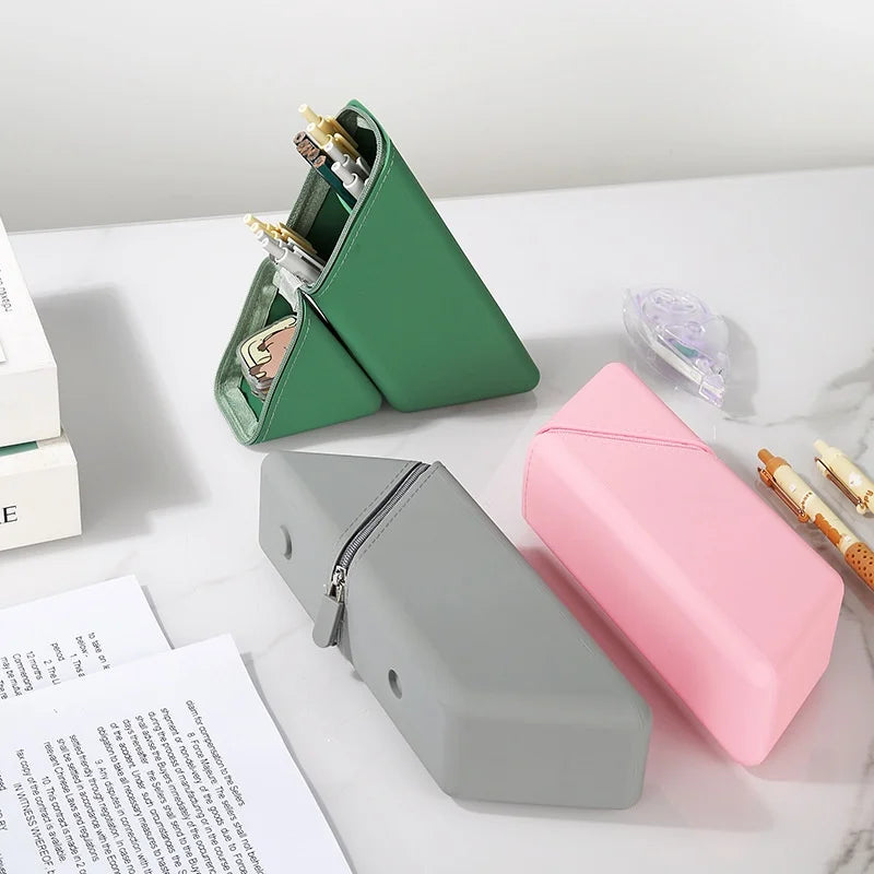 Aesthetic Silicone Zipper Pencil Case with Hidden Pocket